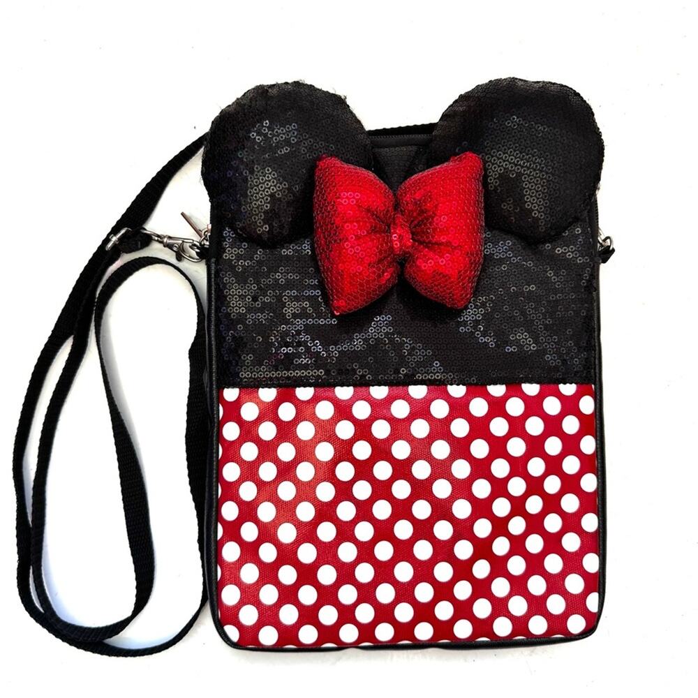 Disney Parks Minnie Sequin iPad Tablet eReader Travel Case Crossbody Purse